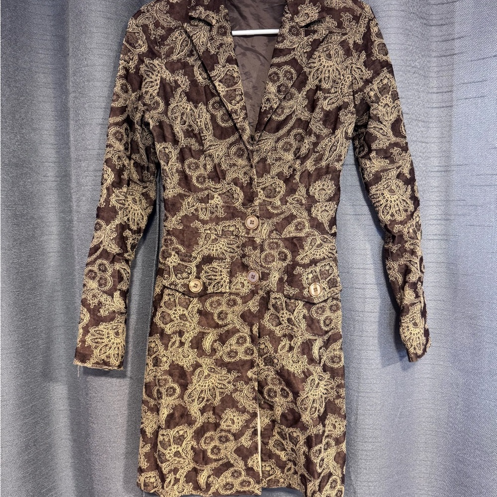 Vintage ‘90s Charlotte Russe Brown and Gold Fitted Coat